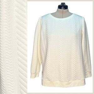 1X NWT Adrianna Papell Creamcake Ivory Cable Knit Top